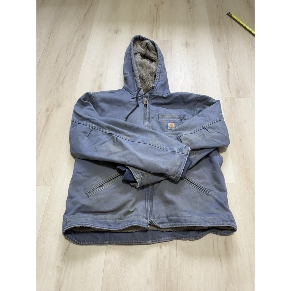 Carhartt Sherpa Lined Sierra Jacket Women's Size Large Slate Blue Hooded J141
